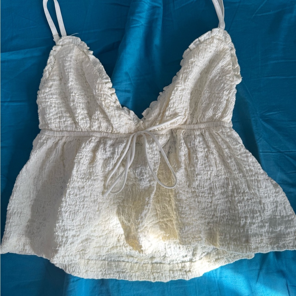 Princess Polly Cream Textured Top